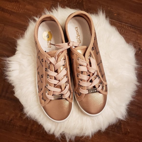 Bebe rose gold sneakers tennis shoes - Picture 2 of 3